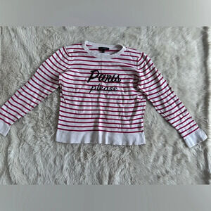 Banana Republic Paris Please Red and White Striped Long Sleeve Sweater Size L